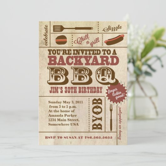 BBQ誕生日招待 招待状 (スタンド正面)