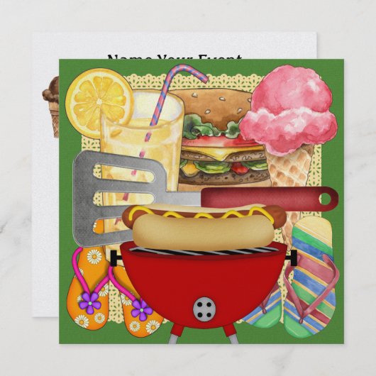 BBQ調理師アウト 招待状 (正面/裏面)