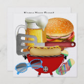 BBQ調理師アウト – 7月4日 招待状 (正面/裏面)