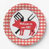 BBQ豚パーティー紙プレートへようこそ ペーパープレート (正面)