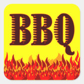 BBQ赤フレイムカスタマイズ可能な瓶または缶詰シール スクエアシール (正面)