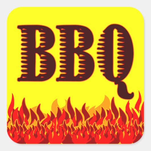 BBQ赤フレイムカスタマイズ可能な瓶または缶詰シール スクエアシール (正面)