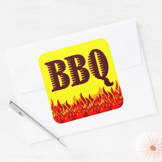 BBQ赤フレイムカスタマイズ可能な瓶または缶詰シール スクエアシール (封筒)