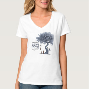 BBQ霜の降りた予測VネックT型 シック・ウィンターBBQ Tシャツ