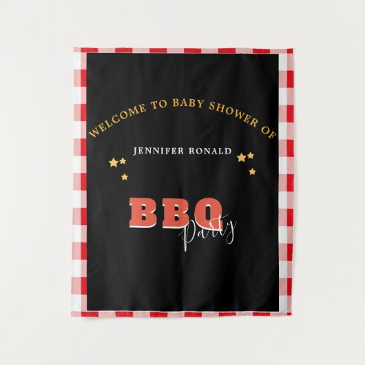 BBQ黒と赤の赤の赤のシャワーパーティー タペストリー (正面)