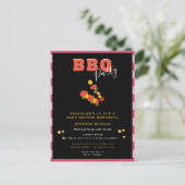 BBQ黒と赤の赤の赤のシャワーパーティー ポストカード (スタンド正面)