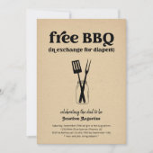 BBQ おむつパーティー 面白いパパシャワー 招待状 (正面)