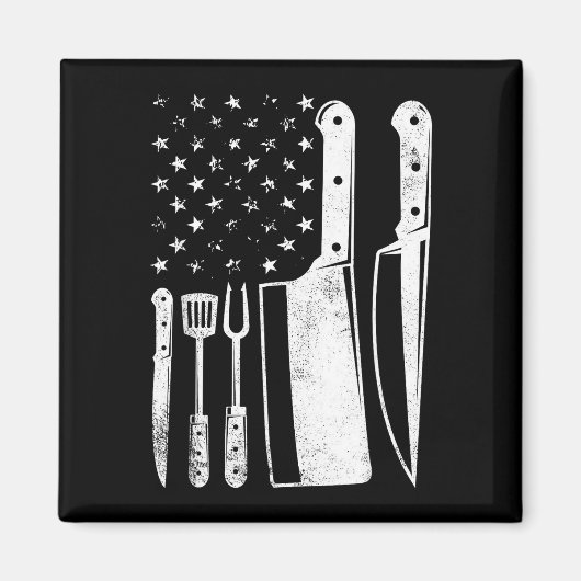 Bbq アメリカ国旗 愛国心 7月4日 マスターチェフ マグネット (正面)