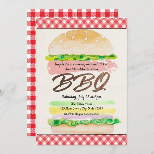 BBQ ウェディングパーティーのご案内 招待状 (正面/裏面)