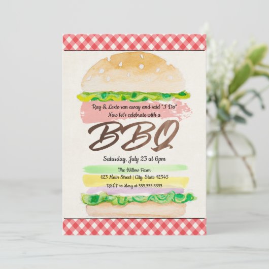 BBQ ウェディングパーティーの招待状 招待状 (スタンド正面)