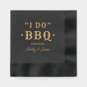 BBQ ウェディング バージョン ブラック 箔ナプキン (正面)