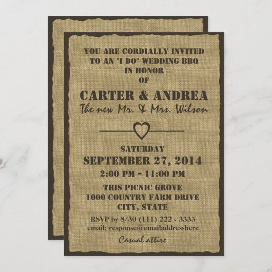 BBQ ウェディング レセプション 招待状 (正面/裏面)