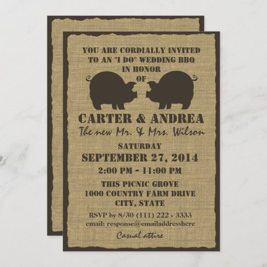 BBQ ウェディング レセプション 招待状 (正面/裏面)