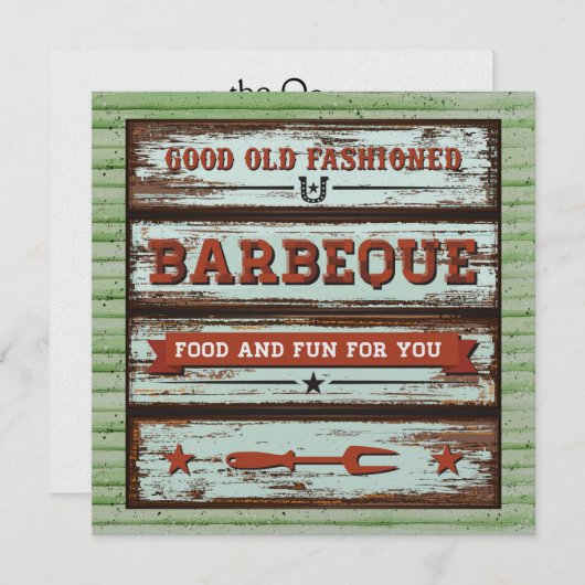 BBQ、クックアウト、ピッグピックイン招待状 招待状 (正面/裏面)