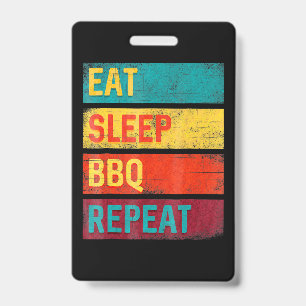 BBQ バーベキューグリルギフト 食べる寝るBBQ バッジ