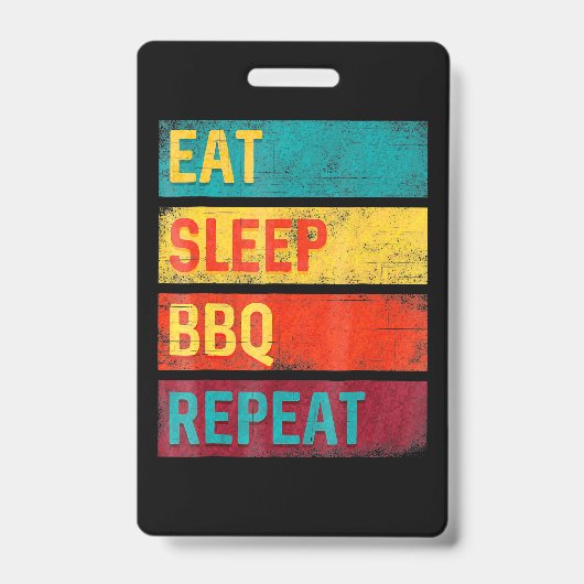BBQ | バーベキューグリルギフト 食べる寝るBBQ バッジ (正面)