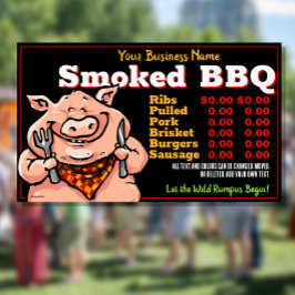 BBQ.バーベキューメニュー。ピグロースト。グリル。フードトラック 横断幕