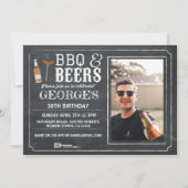 BBQ&ビアーズバースデーパーティーフォトチョーク招待状 招待状 (正面)