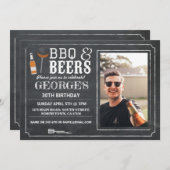 BBQ&ビアーズバースデーパーティーフォトチョーク招待状 招待状 (正面/裏面)