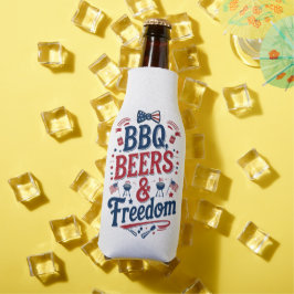 BBQ、ビール、自由 ― レトロな7月4日のビーべー ボトルクーラー