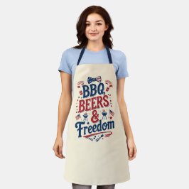 BBQ、ビール、自由 - レトロな7月4日の雰囲気 エプロン