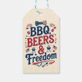 BBQ、ビール、自由 - レトロな7月4日の雰囲気 ギフトタグ (裏面)