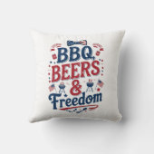 BBQ、ビール、自由 - レトロな7月4日の雰囲気 クッション (裏面)