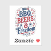 BBQ、ビール、自由 - レトロな7月4日の雰囲気 シール (シート)