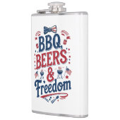 BBQ、ビール、自由 - レトロな7月4日の雰囲気 フラスク (左)