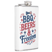BBQ、ビール、自由 - レトロな7月4日の雰囲気 フラスク (右)