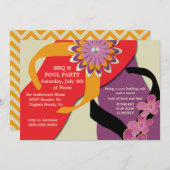 BBQ &プールパーティーフリップフロップ招待状ハニー 招待状 (正面/裏面)