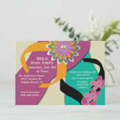 BBQ &プールパーティーフリップフロップ招待状ワイン 招待状 (スタンド正面)