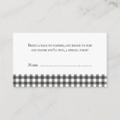 BBQ ベビーシャワー おむつくじ ヴィンテージ グレー プラッド エンクロージャーカード (裏面)