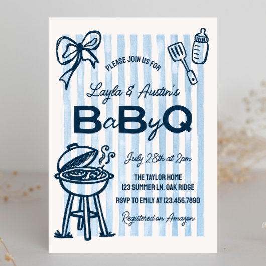 BBQ ベビーシャワー カップル ベビーQ 招待状