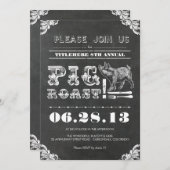 BBQ - 毎年恒例の豚の丸焼き 黒板風 招待状 (正面/裏面)