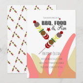 BBQ 焼き鳥パーティー招待状 招待状 (正面/裏面)