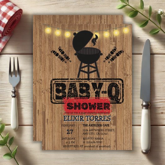 BBQ-素朴ベビーグリルベビーシャワー 招待状