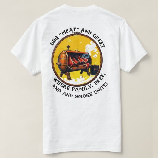 BBQ「肉」と挨拶Tシャツ Tシャツ (デザイン裏面)