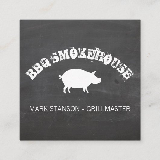 BBQ /豚/チョークの背景 スクエア名刺 (正面)