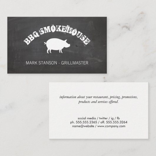 BBQ /豚/チョークの背景 名刺 (正面/裏面)