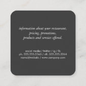 BBQ /豚/チョーク/木材 スクエア名刺 (裏面)