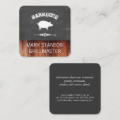 BBQ /豚/チョーク/木材 スクエア名刺 (正面/裏面)