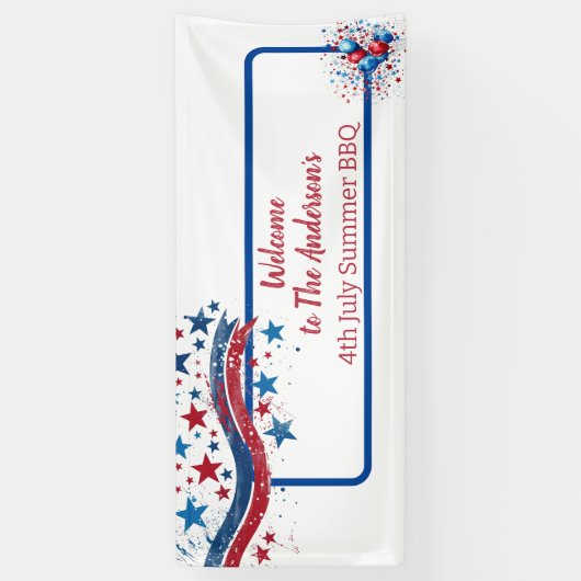 BBQ 4 パーソナライズされたth 7月バナー 横断幕 (縦)