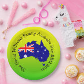 BBQ 9のName Year, Australia Day Green金ゴールドの追加" ペーパープレート (パーティー)