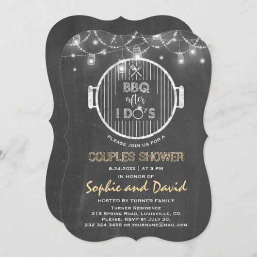 BBQ after I DO'S Chalk String Lightsグリル招待状 招待状 (正面/裏面)