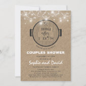 BBQ After I'S Burlap String Lightsグリル 招待状 (正面)