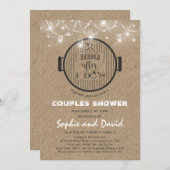 BBQ After I'S Burlap String Lightsグリル 招待状 (正面/裏面)