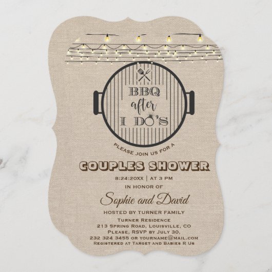 BBQ After I'S Linen String Lights Grill 招待状 (正面/裏面)