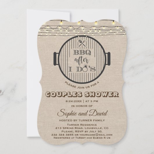 BBQ After I'S Linen String Lights Grill 招待状 (正面)