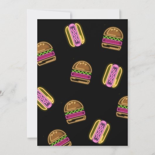 BBQ and Pool Party Neon Birthday Invitation 招待状 (裏面)